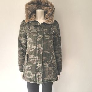 William Rast Women's Vianne Military Green Camo Hooded Jacket, Size M